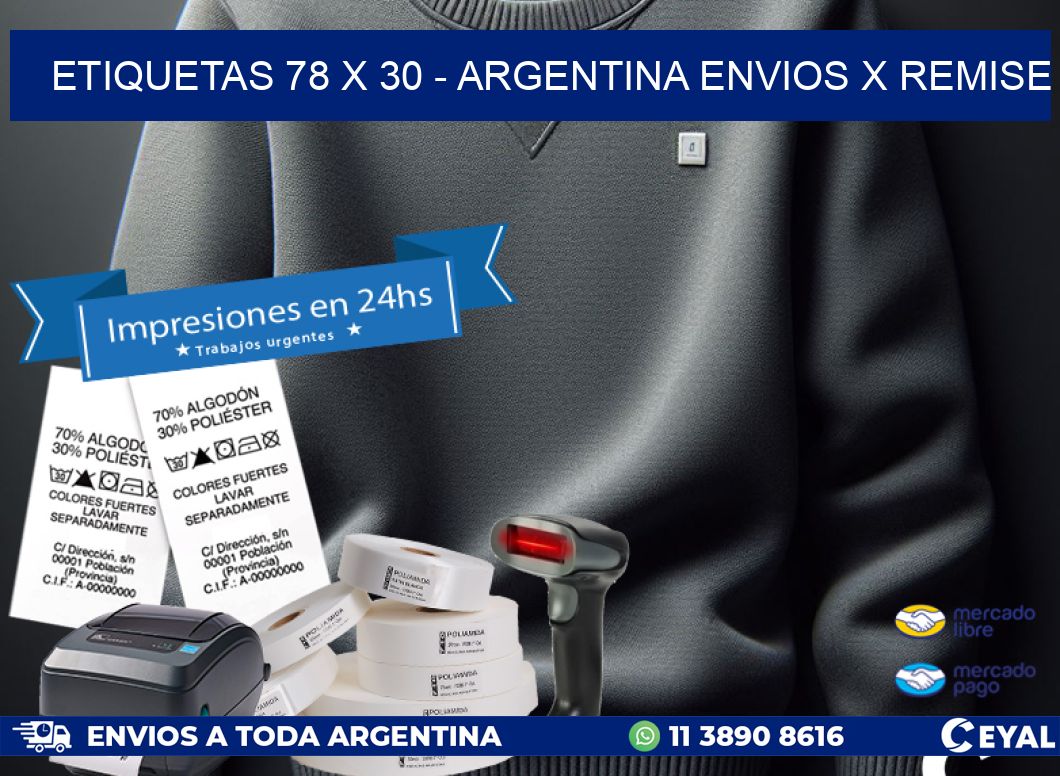 ETIQUETAS 78 x 30 - ARGENTINA ENVIOS X REMISE