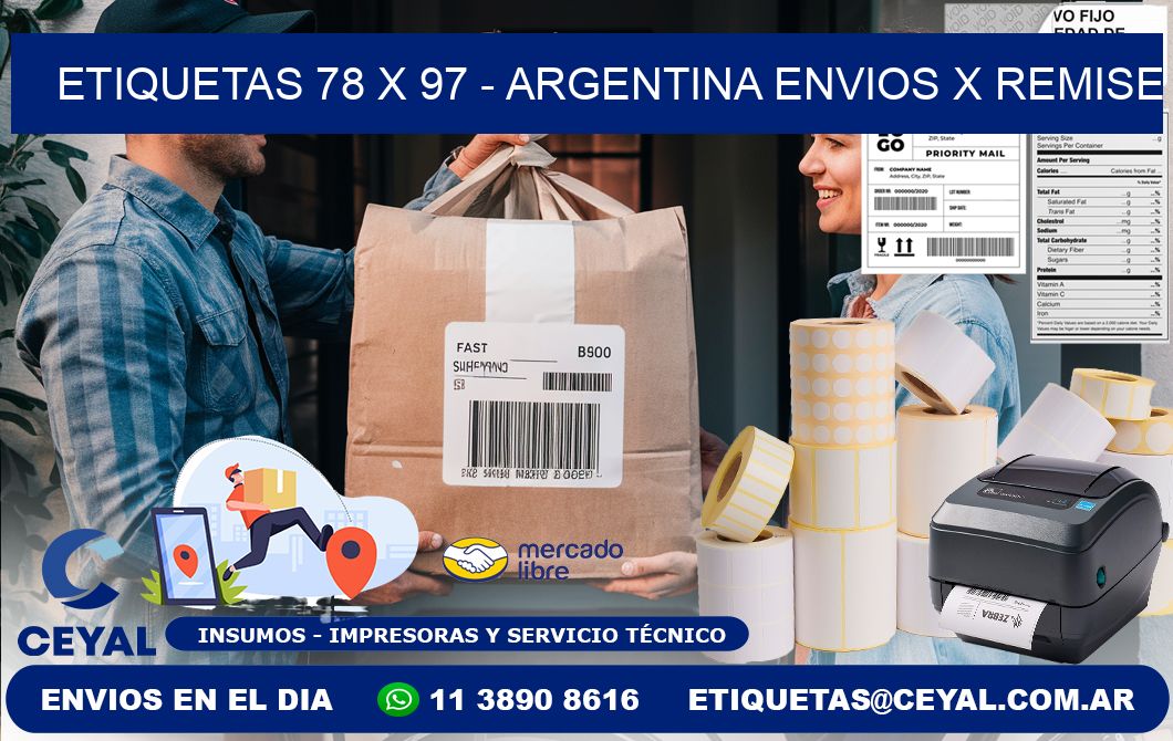 ETIQUETAS 78 x 97 - ARGENTINA ENVIOS X REMISE