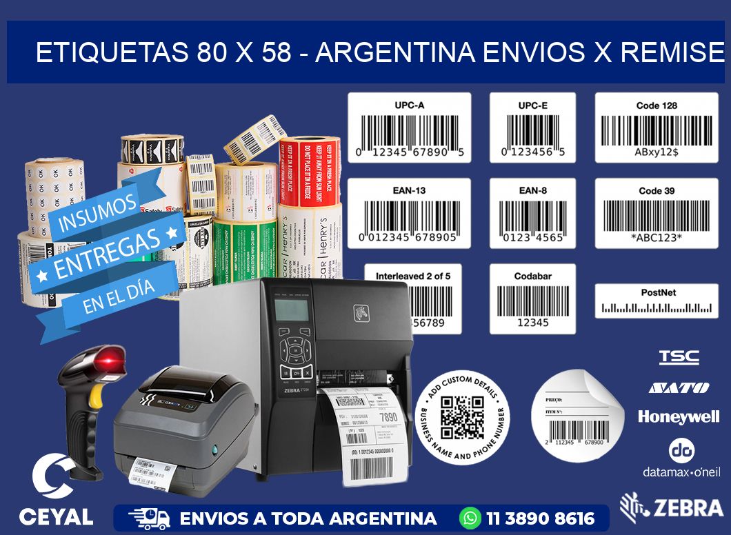 ETIQUETAS 80 x 58 - ARGENTINA ENVIOS X REMISE