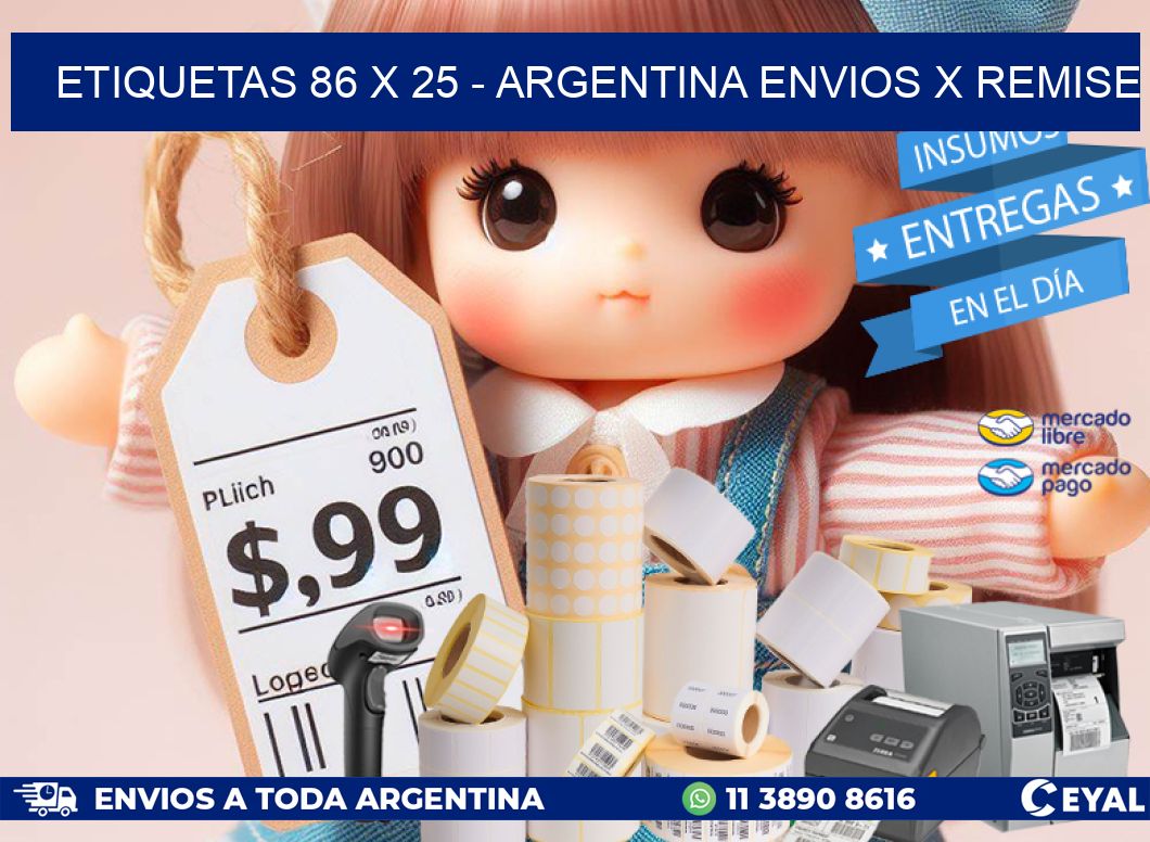 ETIQUETAS 86 x 25 - ARGENTINA ENVIOS X REMISE