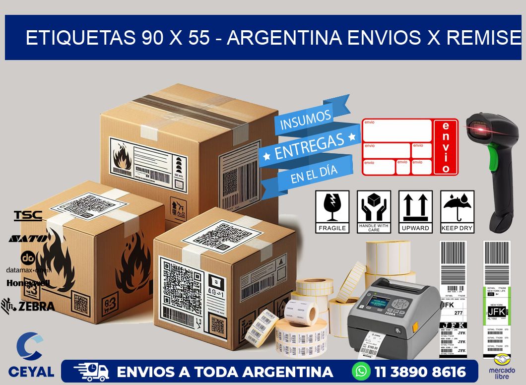 ETIQUETAS 90 x 55 - ARGENTINA ENVIOS X REMISE