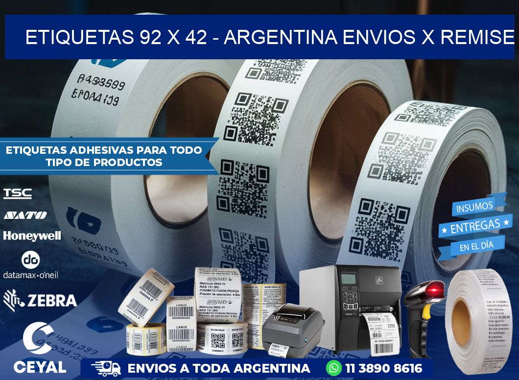 ETIQUETAS 92 x 42 - ARGENTINA ENVIOS X REMISE