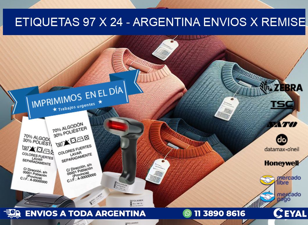 ETIQUETAS 97 x 24 - ARGENTINA ENVIOS X REMISE