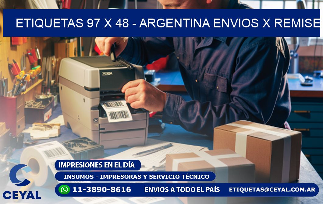 ETIQUETAS 97 x 48 - ARGENTINA ENVIOS X REMISE