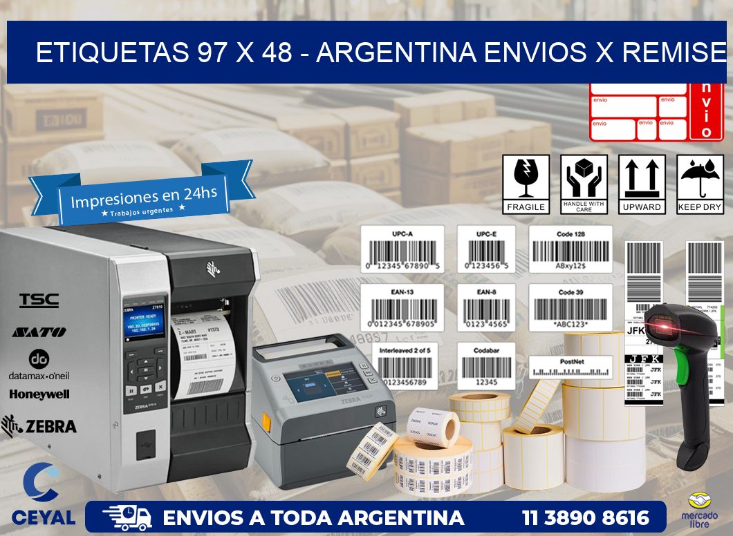 ETIQUETAS 97 x 48 - ARGENTINA ENVIOS X REMISE