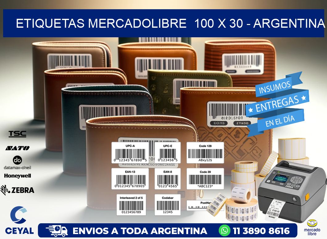 ETIQUETAS MERCADOLIBRE  100 x 30 - ARGENTINA