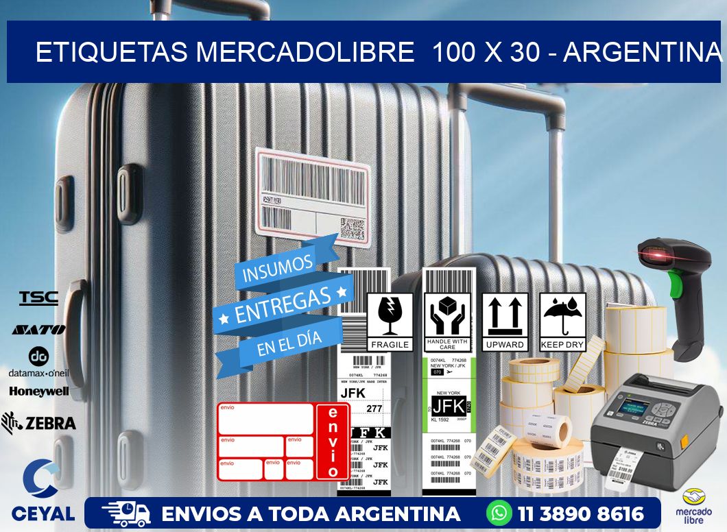 ETIQUETAS MERCADOLIBRE  100 x 30 - ARGENTINA