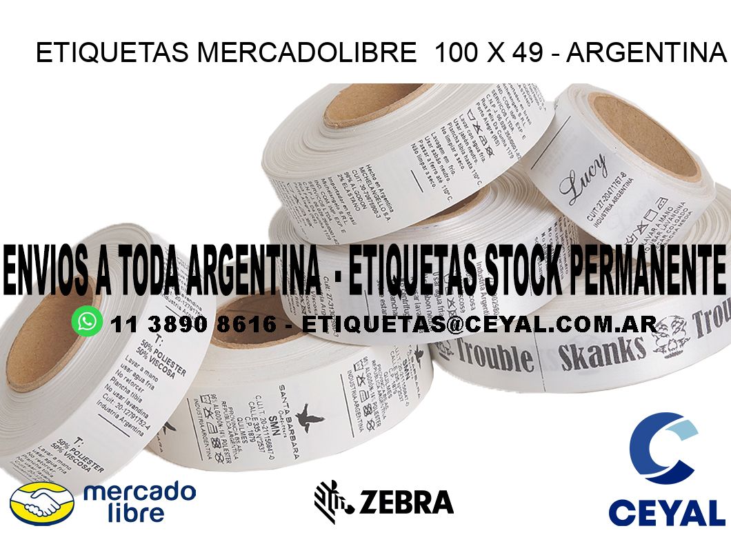 ETIQUETAS MERCADOLIBRE  100 x 49 - ARGENTINA