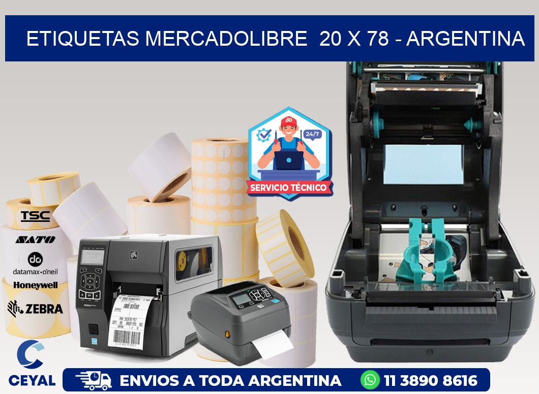 ETIQUETAS MERCADOLIBRE  20 x 78 - ARGENTINA