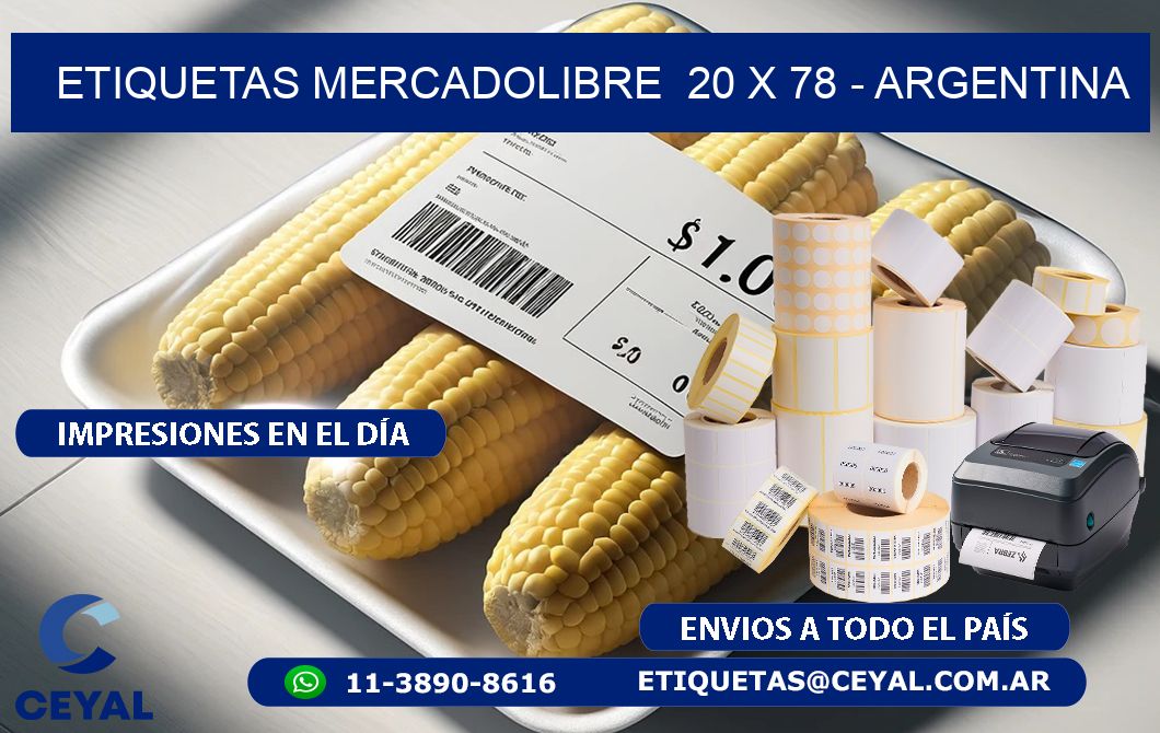 ETIQUETAS MERCADOLIBRE  20 x 78 - ARGENTINA