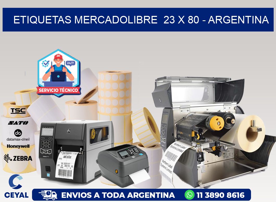 ETIQUETAS MERCADOLIBRE  23 x 80 - ARGENTINA