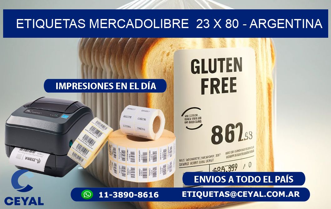 ETIQUETAS MERCADOLIBRE  23 x 80 - ARGENTINA