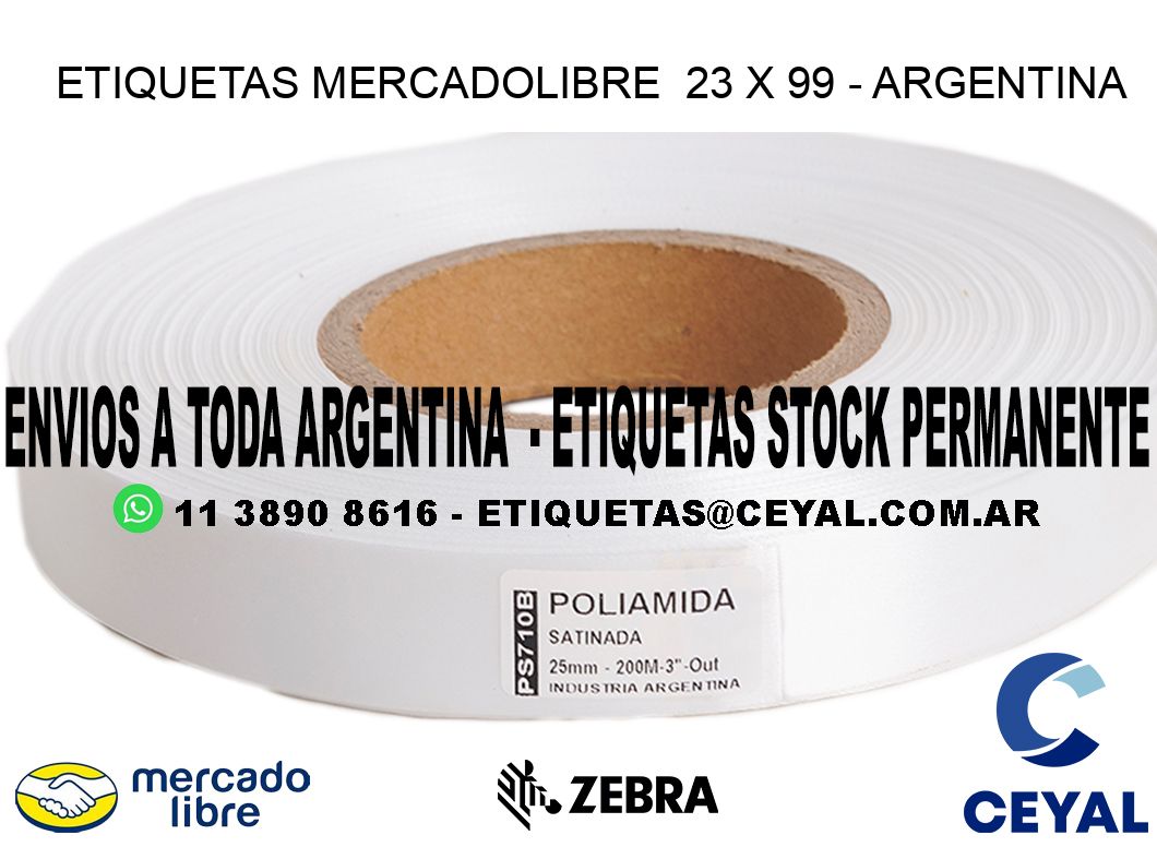 ETIQUETAS MERCADOLIBRE  23 x 99 - ARGENTINA