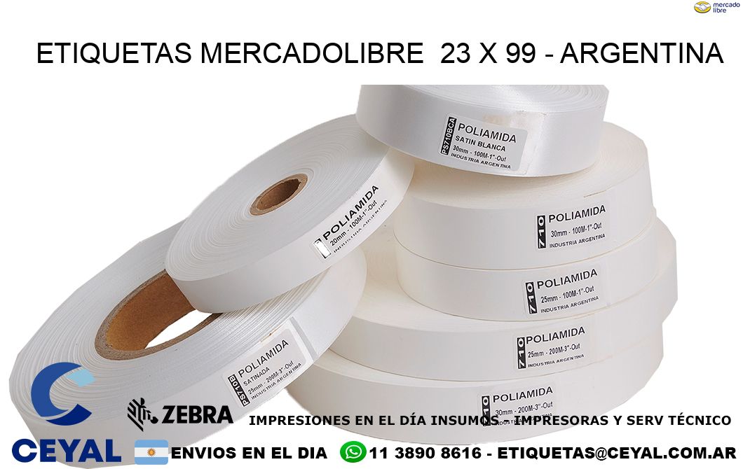 ETIQUETAS MERCADOLIBRE  23 x 99 - ARGENTINA