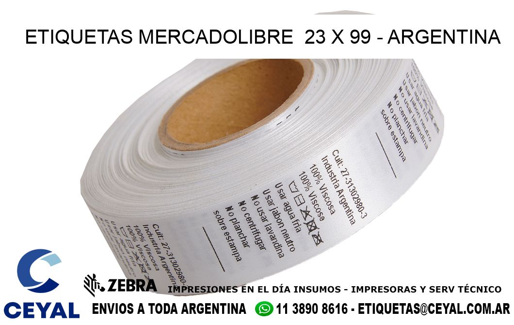 ETIQUETAS MERCADOLIBRE  23 x 99 - ARGENTINA