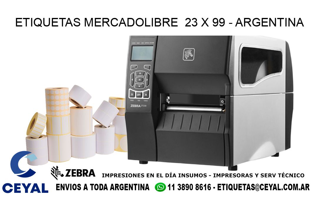 ETIQUETAS MERCADOLIBRE  23 x 99 - ARGENTINA