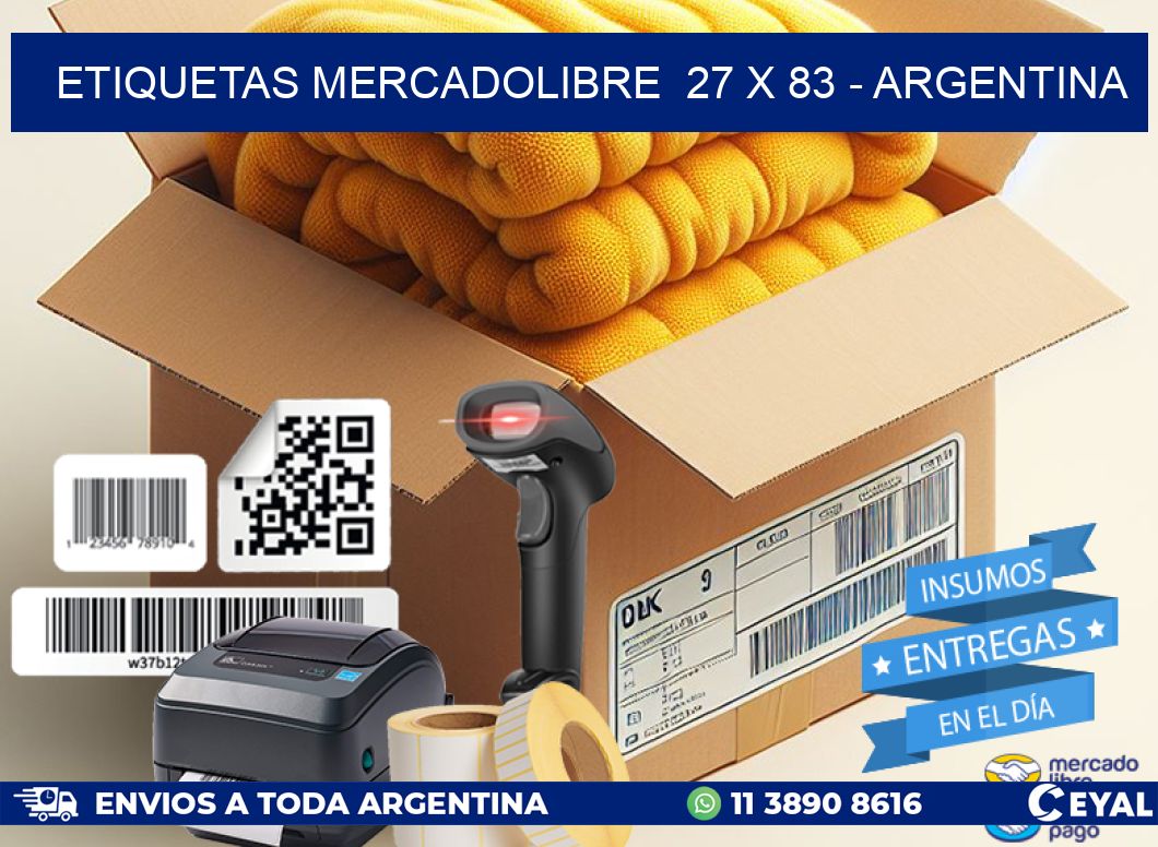 ETIQUETAS MERCADOLIBRE  27 x 83 - ARGENTINA