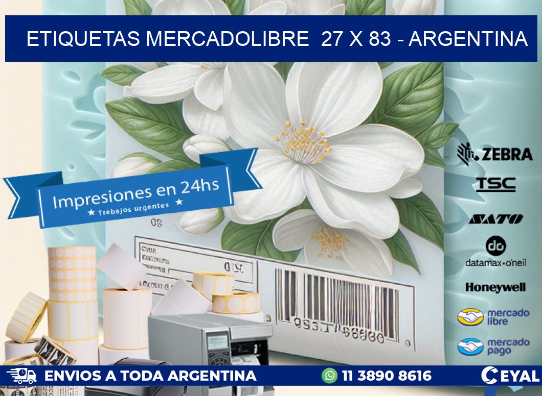 ETIQUETAS MERCADOLIBRE  27 x 83 - ARGENTINA