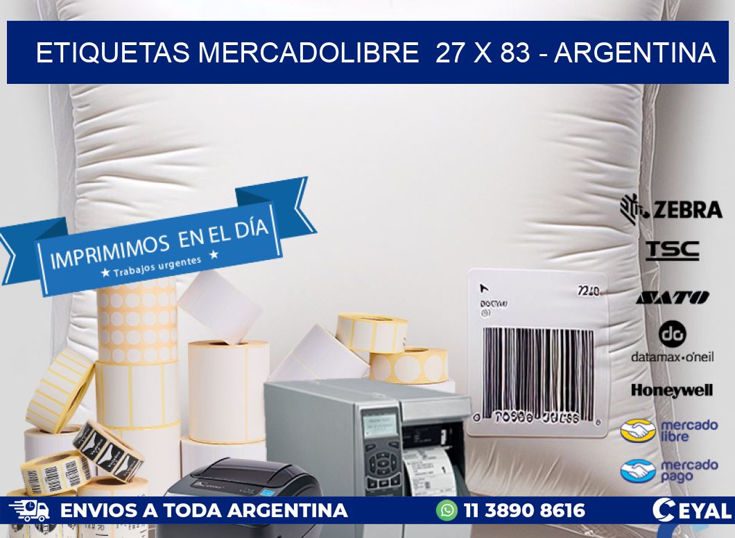 ETIQUETAS MERCADOLIBRE  27 x 83 - ARGENTINA