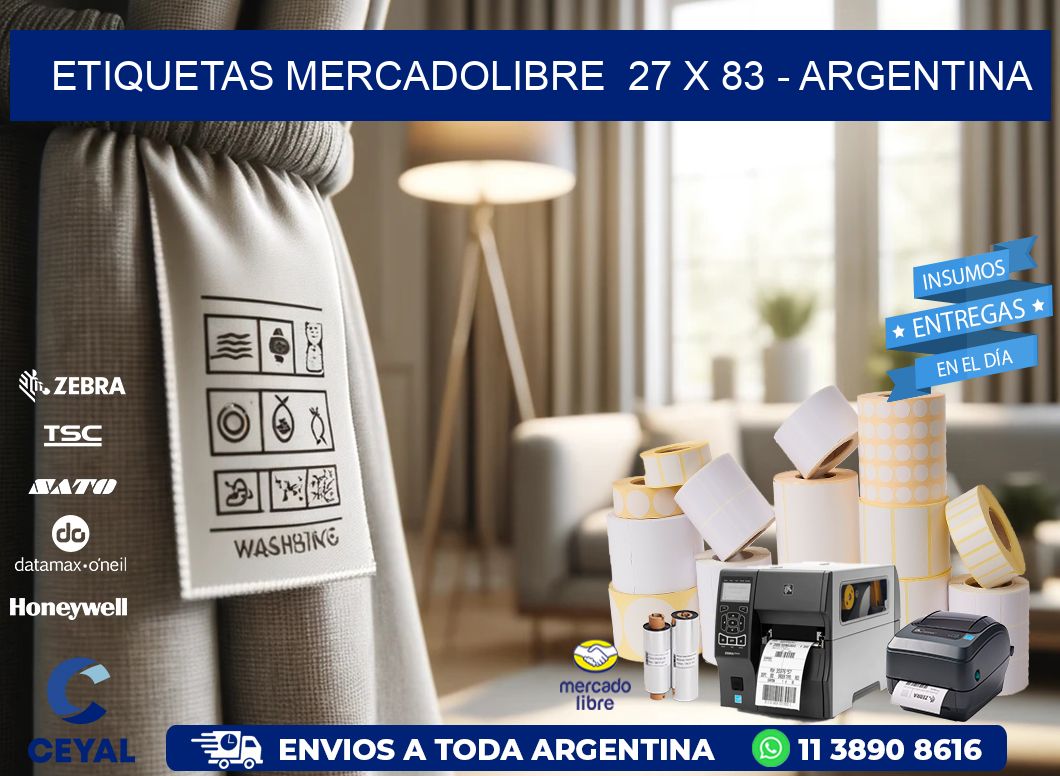 ETIQUETAS MERCADOLIBRE  27 x 83 - ARGENTINA