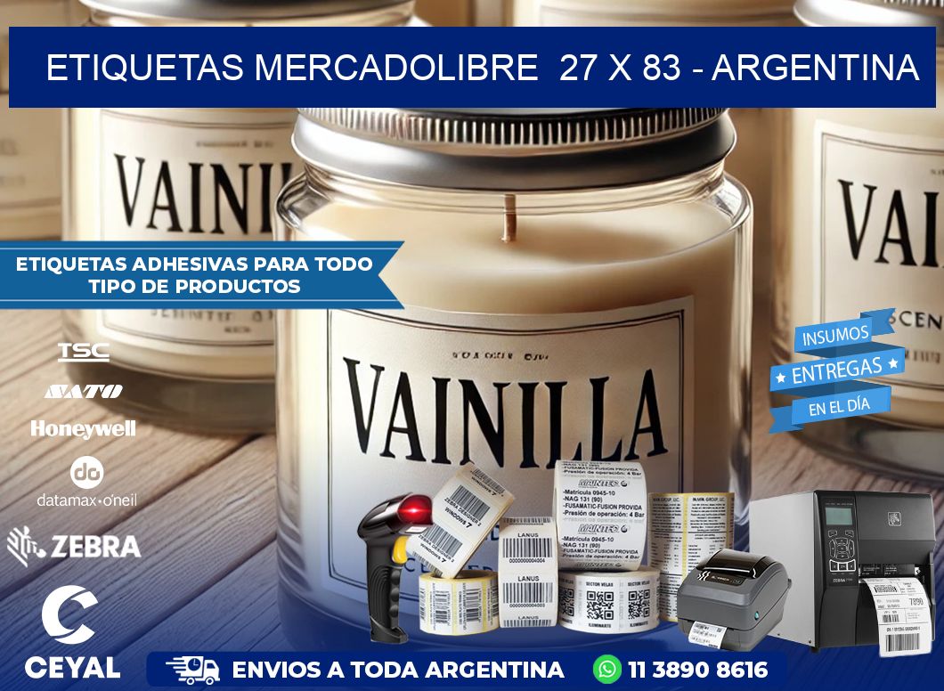 ETIQUETAS MERCADOLIBRE  27 x 83 – ARGENTINA