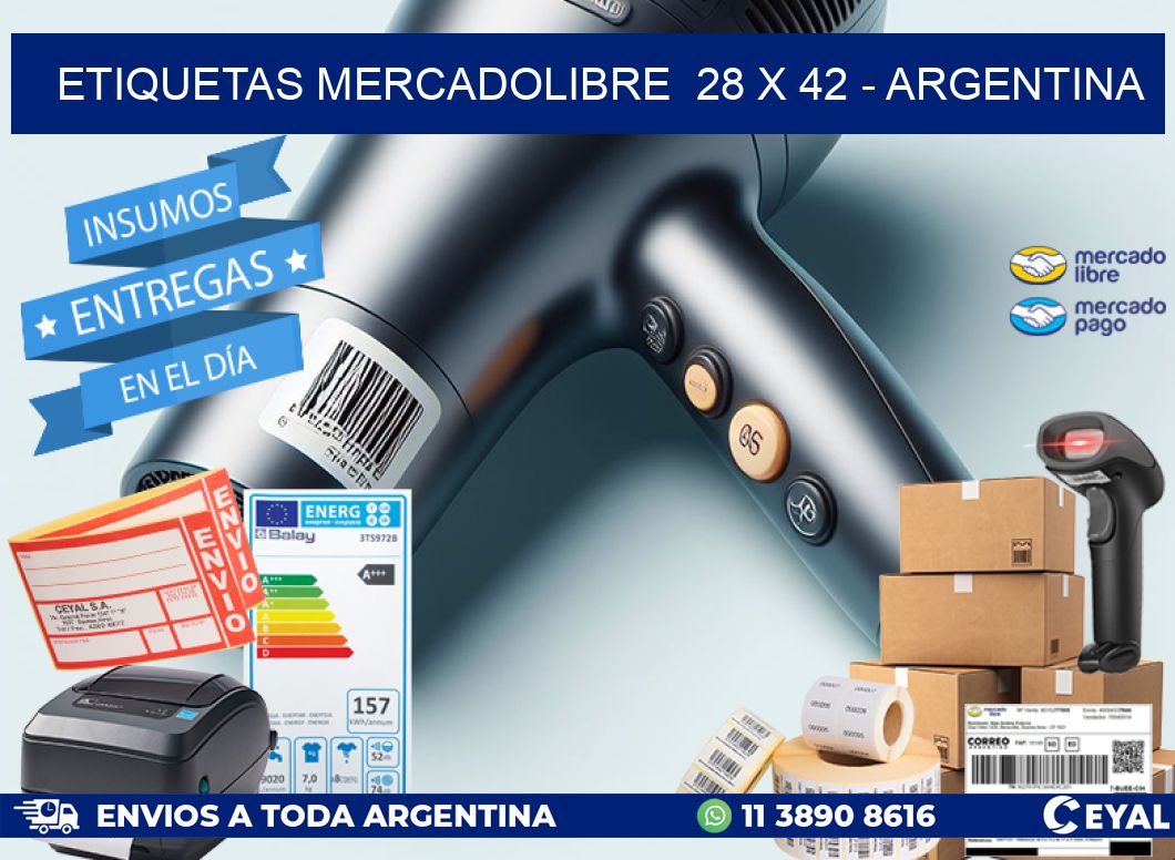 ETIQUETAS MERCADOLIBRE  28 x 42 - ARGENTINA