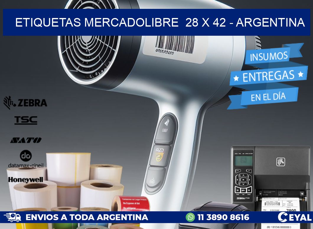 ETIQUETAS MERCADOLIBRE  28 x 42 - ARGENTINA