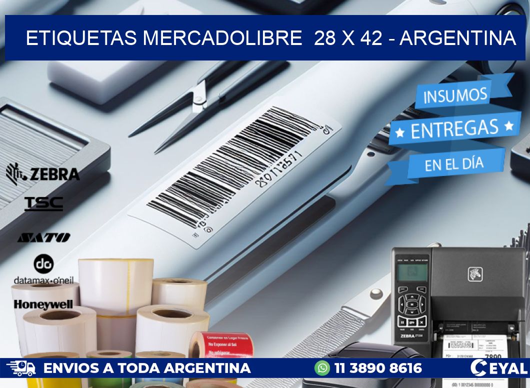 ETIQUETAS MERCADOLIBRE  28 x 42 - ARGENTINA