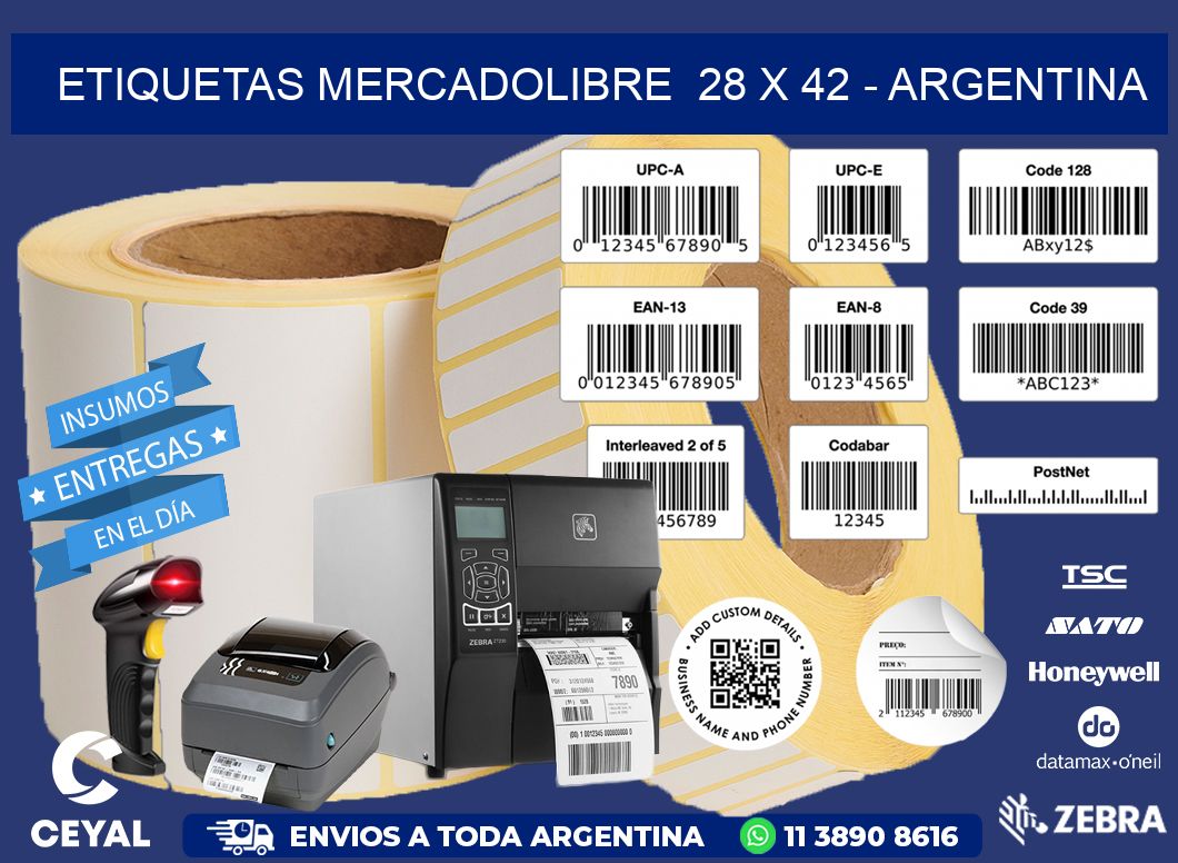 ETIQUETAS MERCADOLIBRE  28 x 42 - ARGENTINA