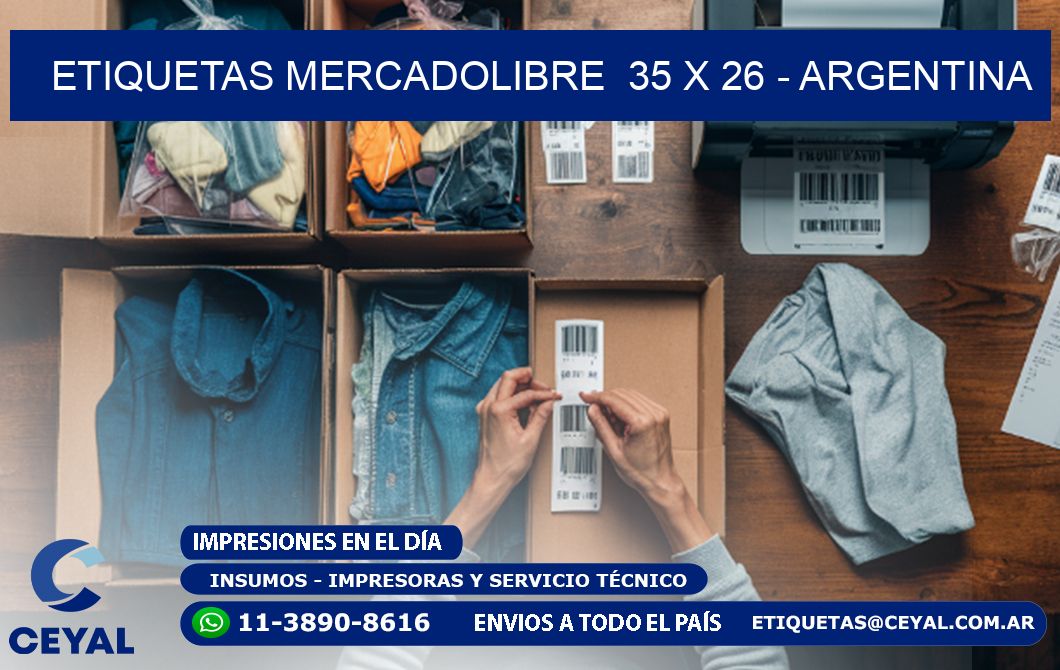 ETIQUETAS MERCADOLIBRE  35 x 26 - ARGENTINA