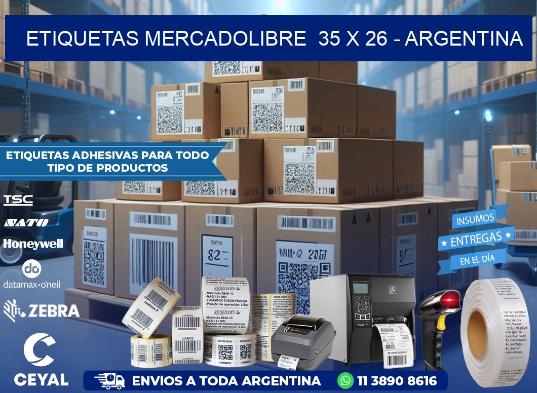 ETIQUETAS MERCADOLIBRE  35 x 26 - ARGENTINA