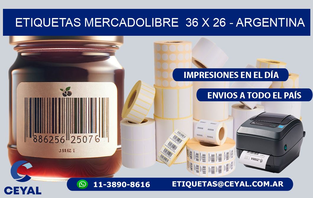 ETIQUETAS MERCADOLIBRE  36 x 26 - ARGENTINA