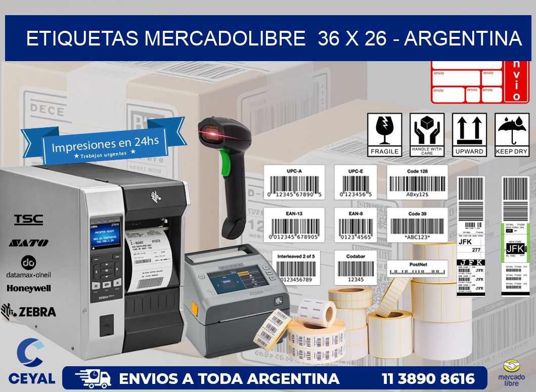 ETIQUETAS MERCADOLIBRE  36 x 26 – ARGENTINA