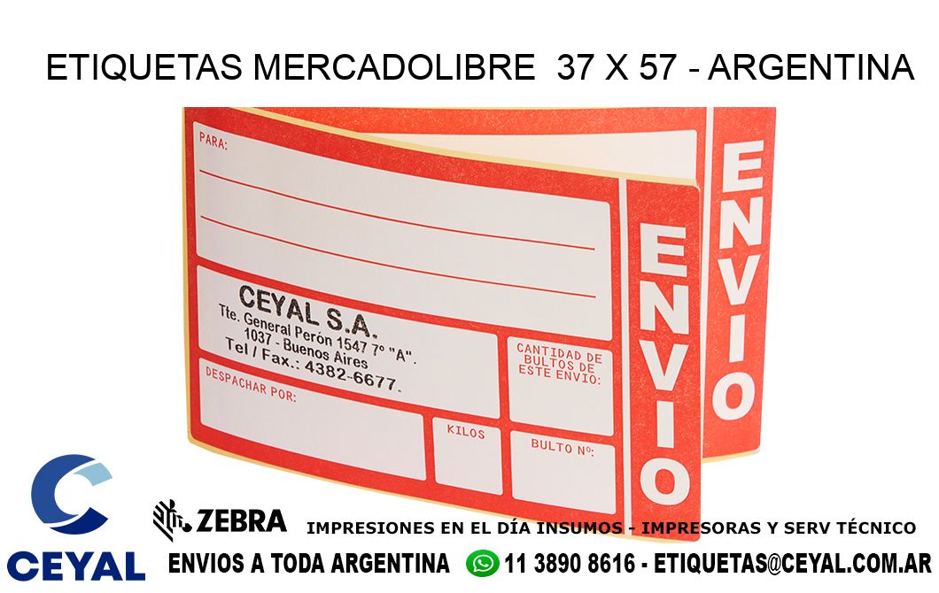 ETIQUETAS MERCADOLIBRE  37 x 57 - ARGENTINA