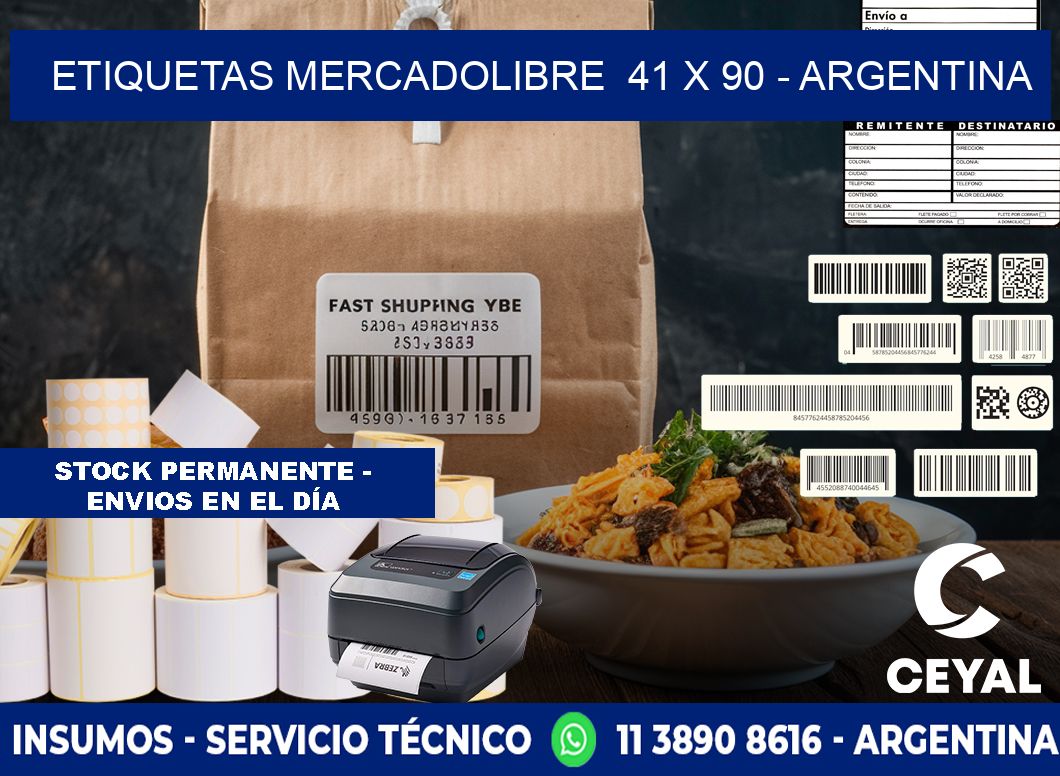 ETIQUETAS MERCADOLIBRE  41 x 90 - ARGENTINA