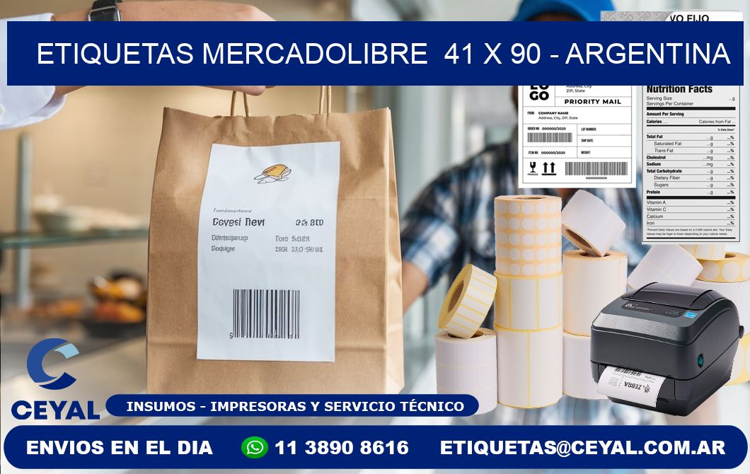 ETIQUETAS MERCADOLIBRE  41 x 90 - ARGENTINA