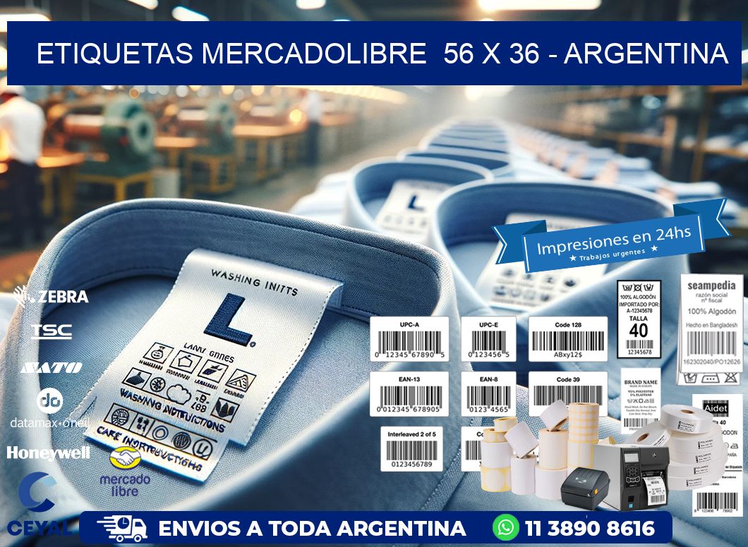 ETIQUETAS MERCADOLIBRE  56 x 36 - ARGENTINA