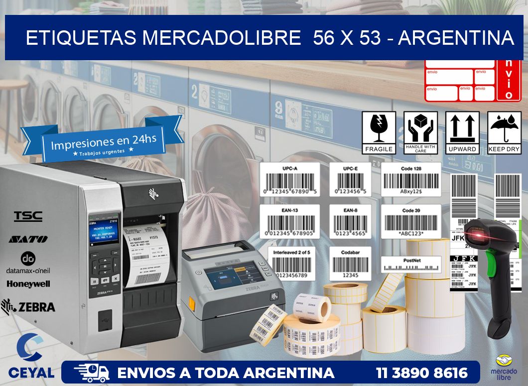 ETIQUETAS MERCADOLIBRE  56 x 53 - ARGENTINA