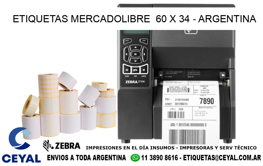 ETIQUETAS MERCADOLIBRE  60 x 34 - ARGENTINA