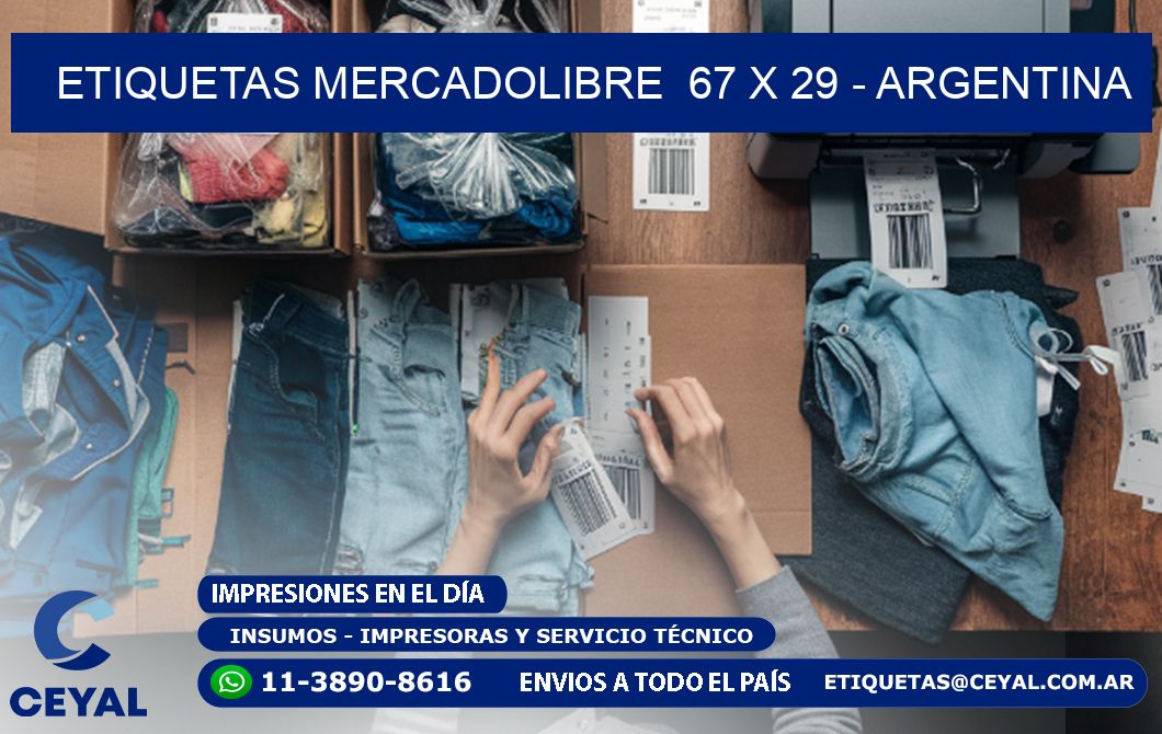 ETIQUETAS MERCADOLIBRE  67 x 29 - ARGENTINA