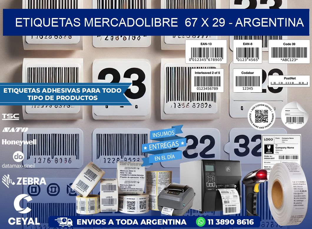 ETIQUETAS MERCADOLIBRE  67 x 29 - ARGENTINA