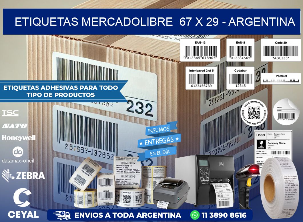 ETIQUETAS MERCADOLIBRE  67 x 29 – ARGENTINA