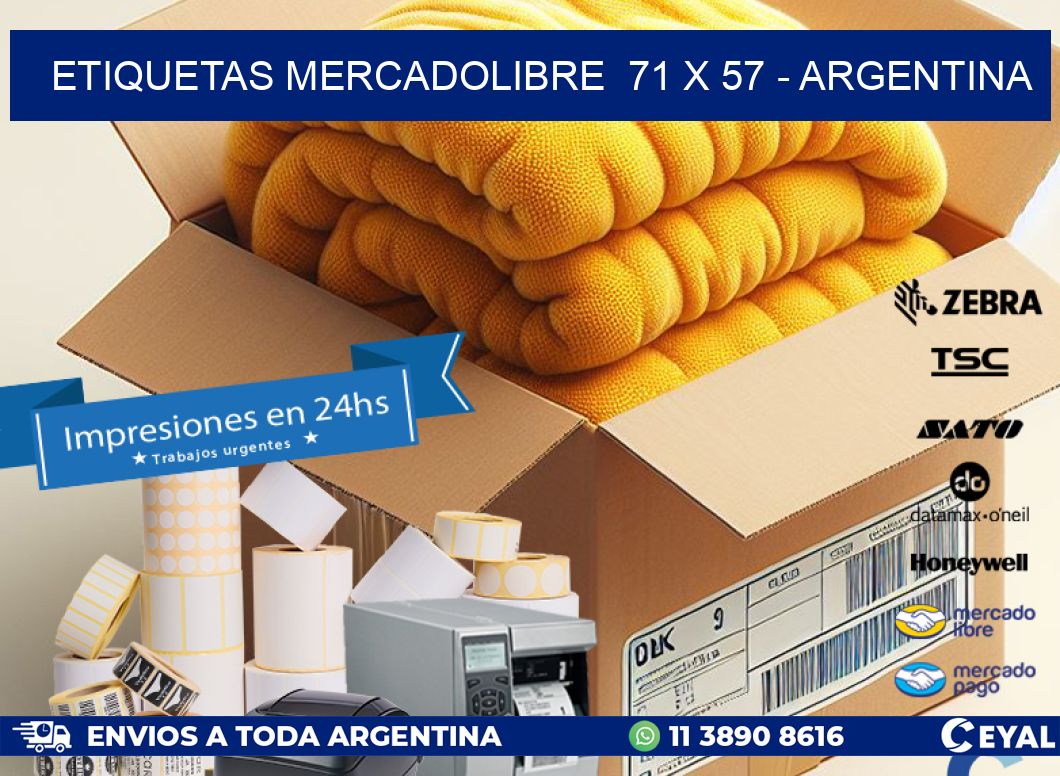 ETIQUETAS MERCADOLIBRE  71 x 57 - ARGENTINA