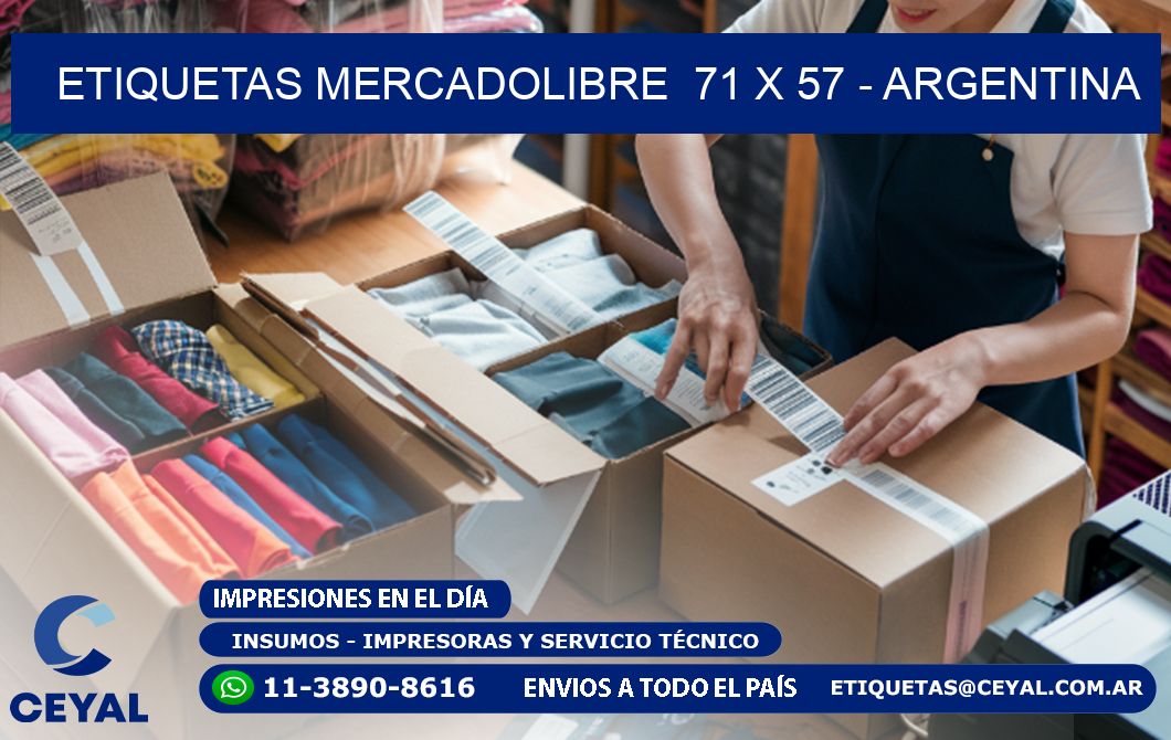 ETIQUETAS MERCADOLIBRE  71 x 57 - ARGENTINA