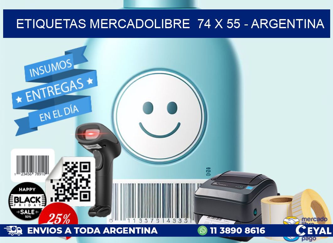 ETIQUETAS MERCADOLIBRE  74 x 55 - ARGENTINA