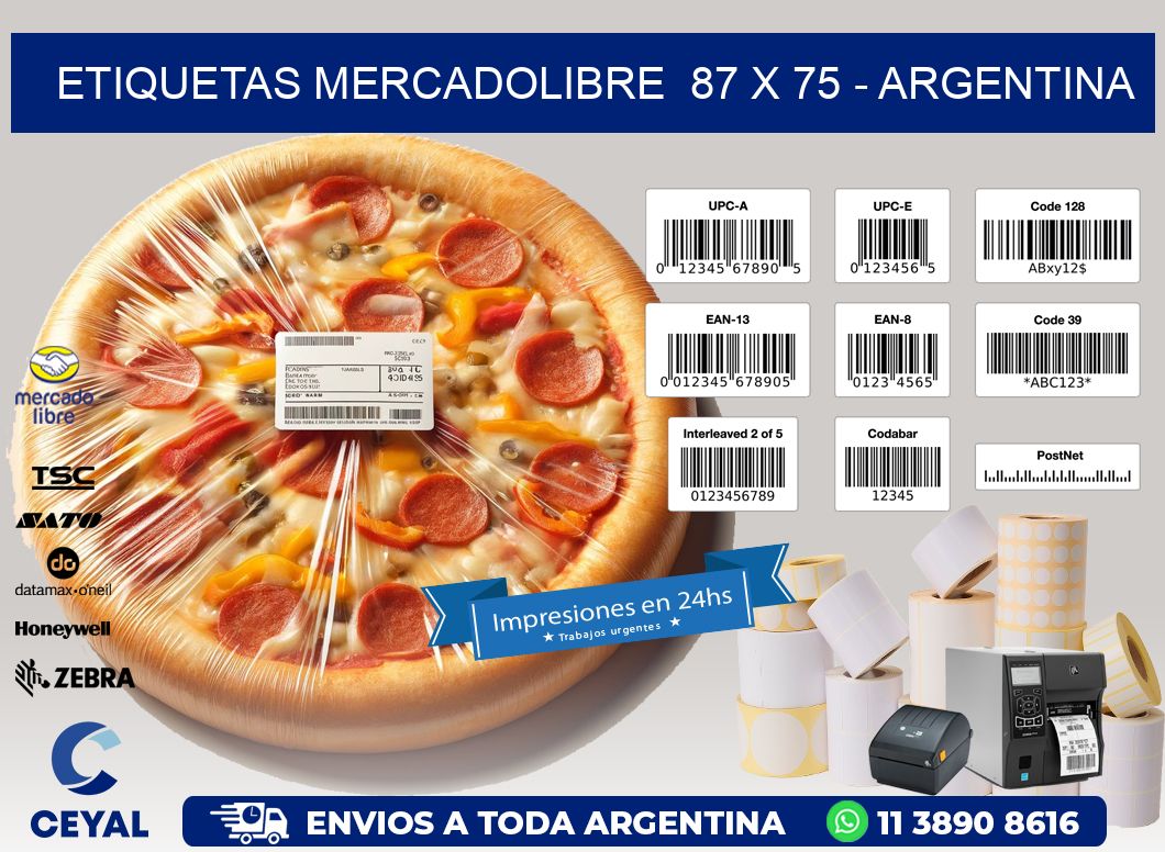 ETIQUETAS MERCADOLIBRE  87 x 75 - ARGENTINA