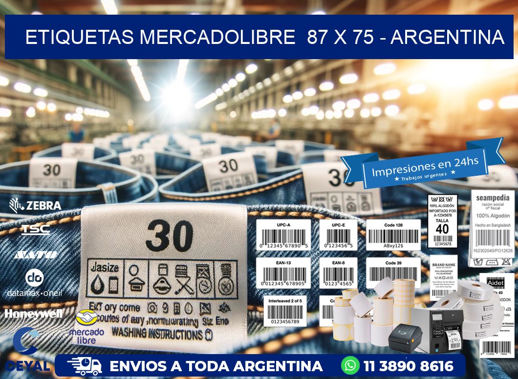 ETIQUETAS MERCADOLIBRE  87 x 75 - ARGENTINA