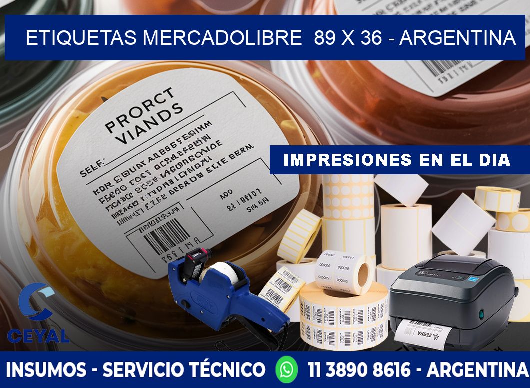 ETIQUETAS MERCADOLIBRE  89 x 36 - ARGENTINA