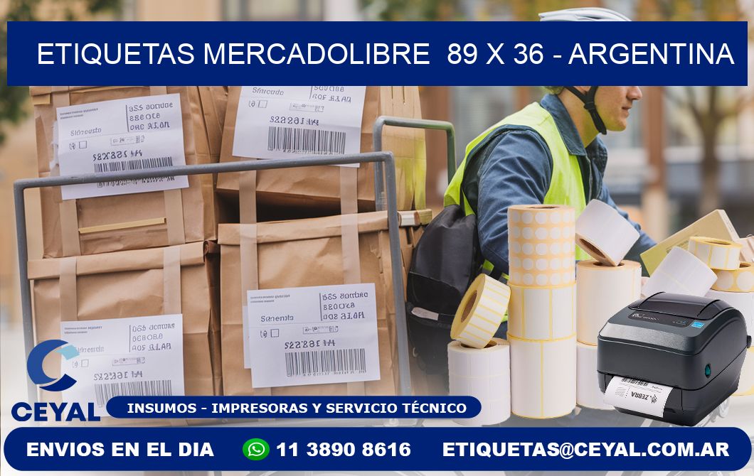 ETIQUETAS MERCADOLIBRE  89 x 36 - ARGENTINA