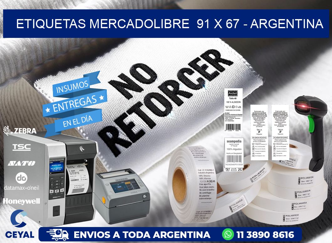 ETIQUETAS MERCADOLIBRE  91 x 67 - ARGENTINA